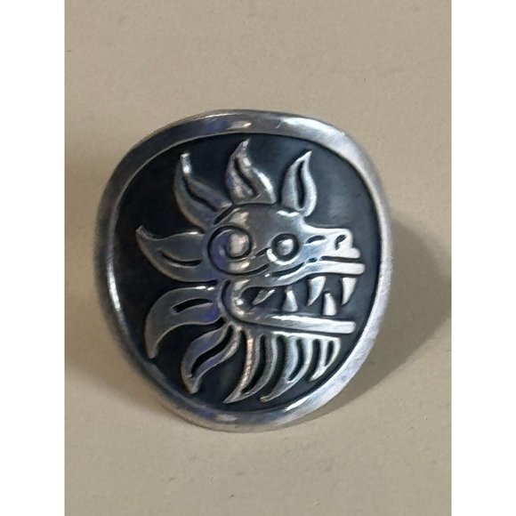 Vintage Triabal Mayan Aztec Dragon Sterling Silver 925 Unisex Ring Size 11 - Picture 3 of 8